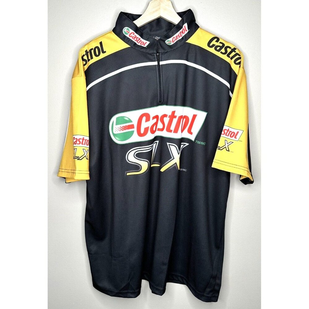 Fast Eddie Racewear Mens Shirt Castrol SLX Cycling Jersey 1/4 Zip Size XL